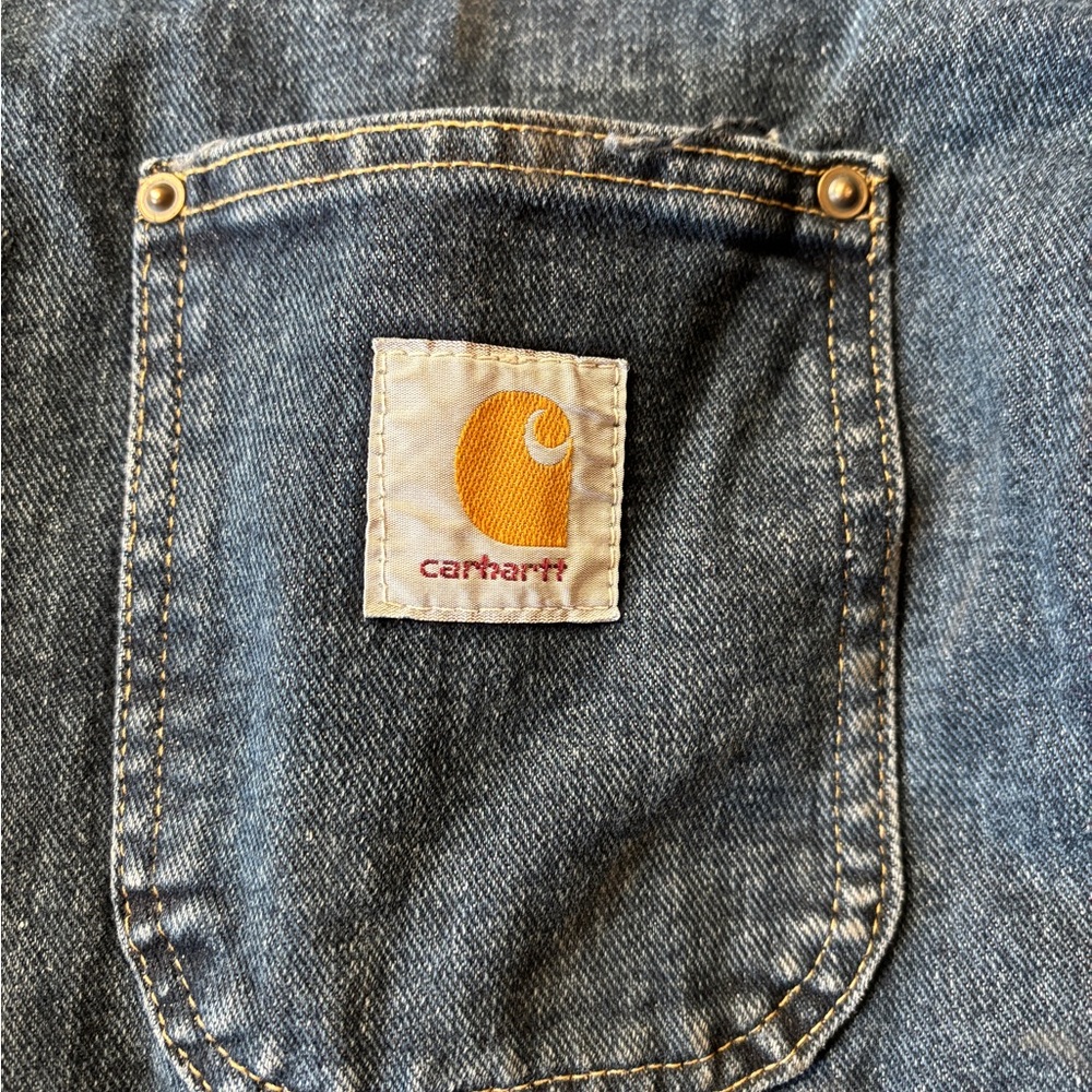Carhartt “Southwest Look” Washed Denim Blanket-Lined Chore Coat (CB1003) - Picture 12 of 16
